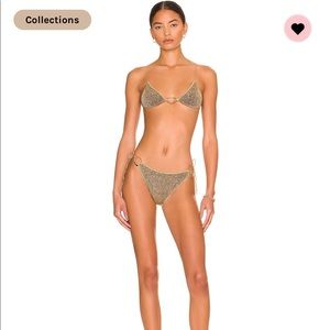 Lumiere o- kini set from Revolve.   Gold metallic